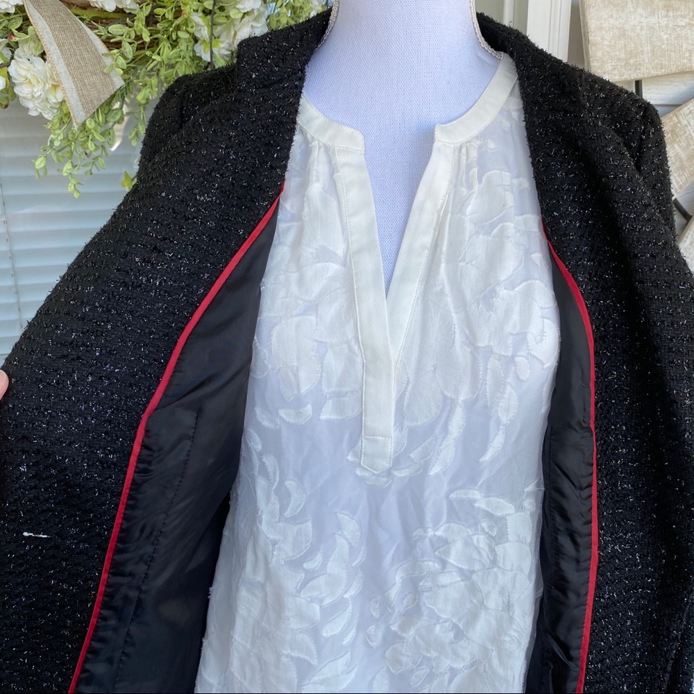 Black Shimmer Tweed One Button Blazer - Picture 9 of 9